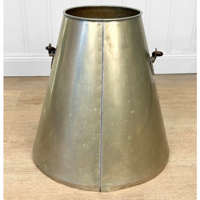 Early 20th Century Antique Farmhouse Nickel Plated Brass Conical Cone Milking Can For Sale - Image 5 of 11