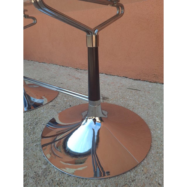 Metal Oval Table in Glass, Chrome and Walnut, 1970s For Sale - Image 7 of 11