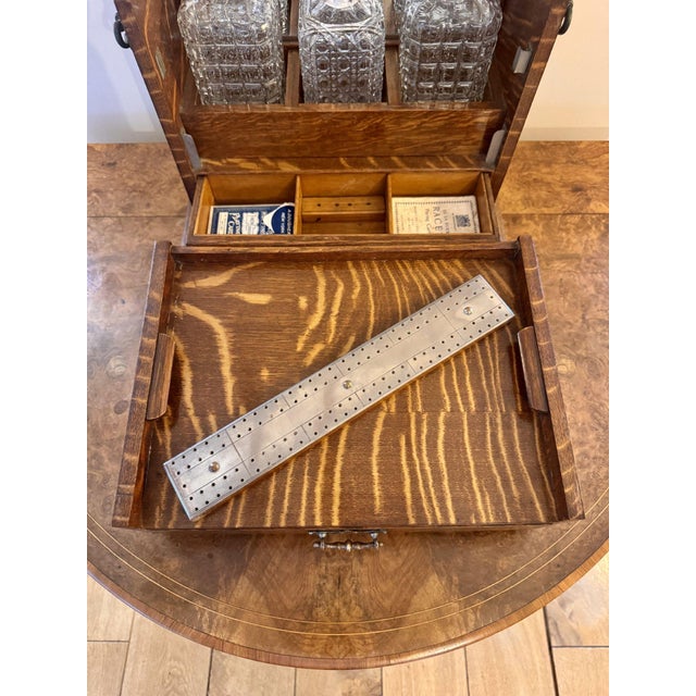 Antique Victorian Oak Decanter and Games Box, 1880, Set of 6 For Sale - Image 14 of 16