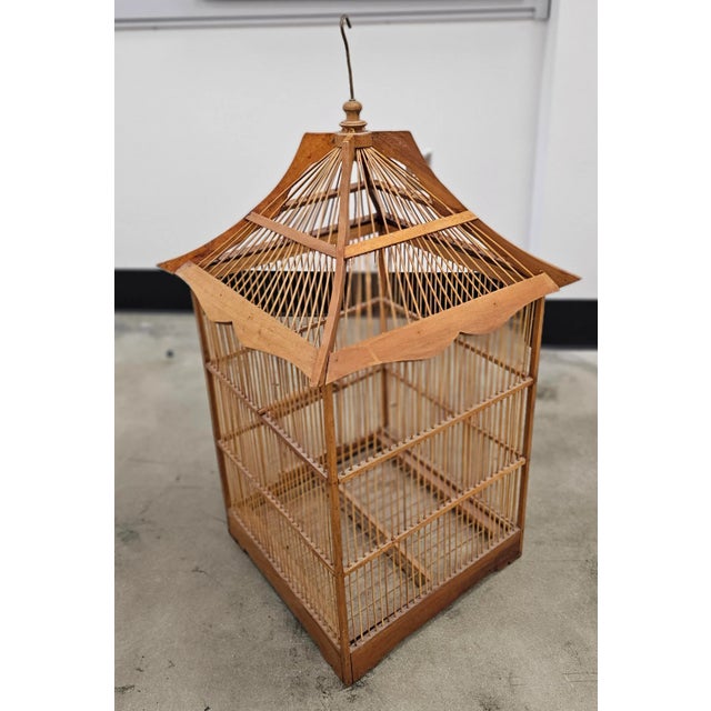 Mid Century Chinese Style Teak Bird Cage For Sale - Image 4 of 6