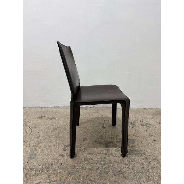 Mario Bellini Cab 413 Brown Leather Dining Chairs for Cassina - Set of Six For Sale - Image 9 of 18