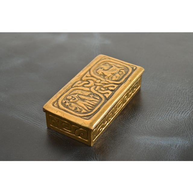 Tiffany Studios New York Zodiac Bronze Doré Stamp Box For Sale - Image 14 of 14