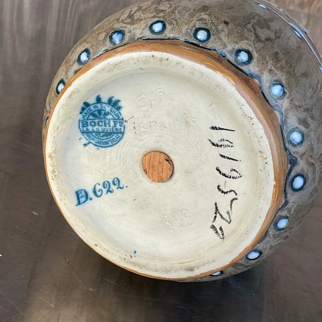 Paint Vintage Charles Catteau for Boch Freres Keramis Hand Painted Vase For Sale - Image 7 of 12