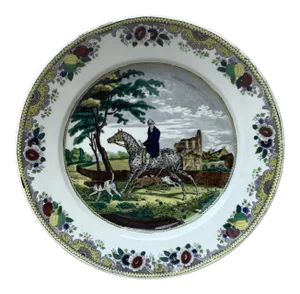 1840 Choisy Le Roi French Transferware Horseman Hunter Platter