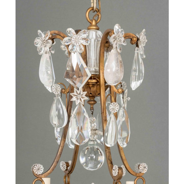 Rococo Maria Theresa Style Eight-Branch Gilt Bronze and Rock Crystal Chandelier For Sale - Image 3 of 9