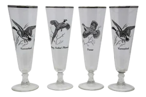 Vintage Federal Glass Game Bird Pilsner Glasses - Set of 4
