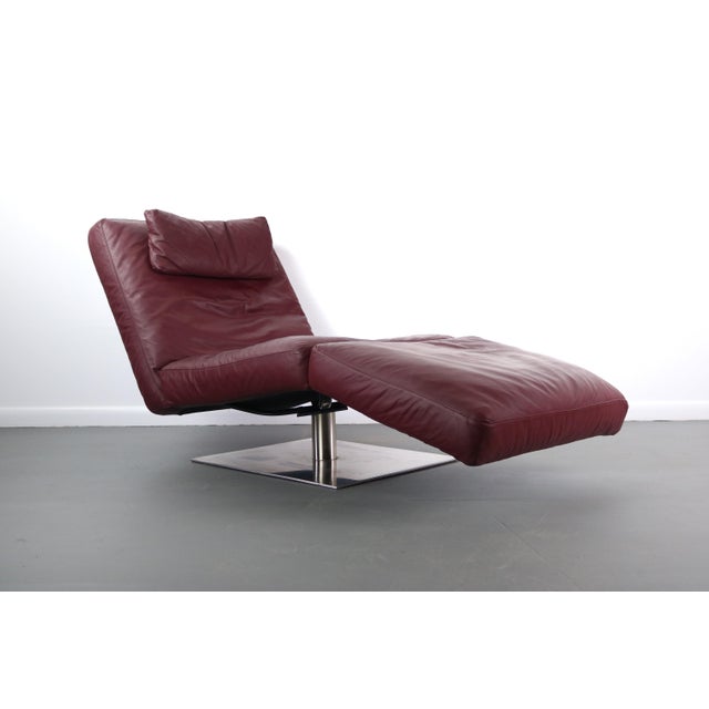 Natuzzi Chaise Lounge Chair in Rich Ox Blood Leather Zeta Model Chairish