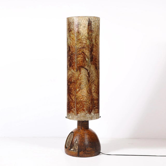 Mid-Century Ceramic Table Lamp W/ Naturalist Resin Shade & Illuminated Cutout For Sale - Image 14 of 18