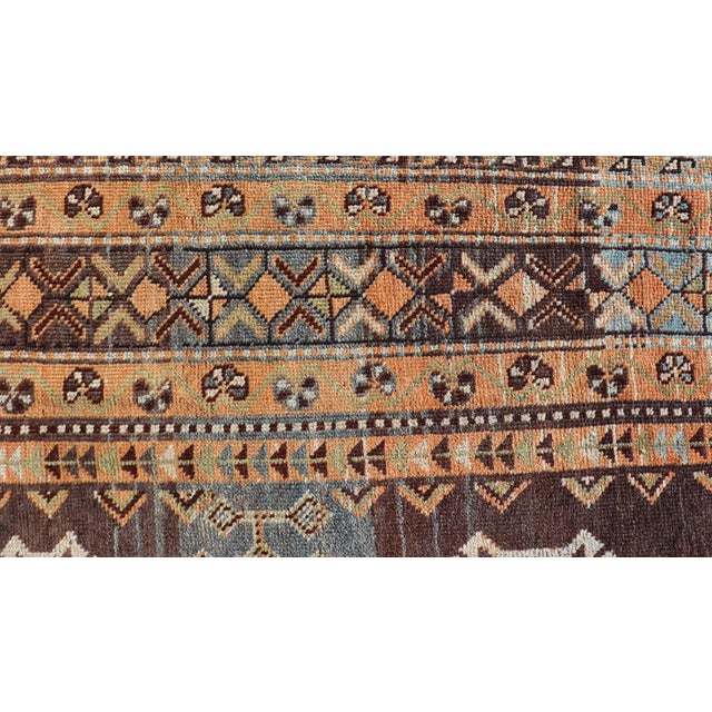 Charcoal Antique Persian Lori Rug With All-Over Geometric Tribal Medallion Design 4'5 X 8'8 For Sale - Image 8 of 11