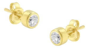 10K Yellow Gold 0.30 Cttw Round Brilliant-Cut Near Colorless Diamond Bezel-Set Stud Earrings, A Pair