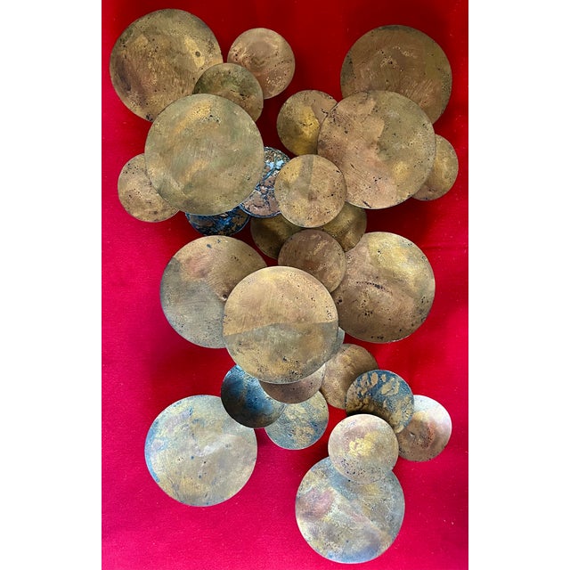 Metal Large Mid-Century Modern Abstract Expressionist Gilt Metal Lily Pad Raindrop Wall Sculpture Circa 1960 For Sale - Image 7 of 12