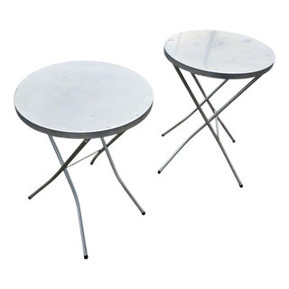 Aluminium Standing Tables, 1970s, Set of 2 For Sale