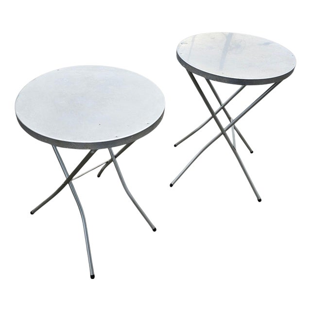 Aluminium Standing Tables, 1970s, Set of 2 For Sale