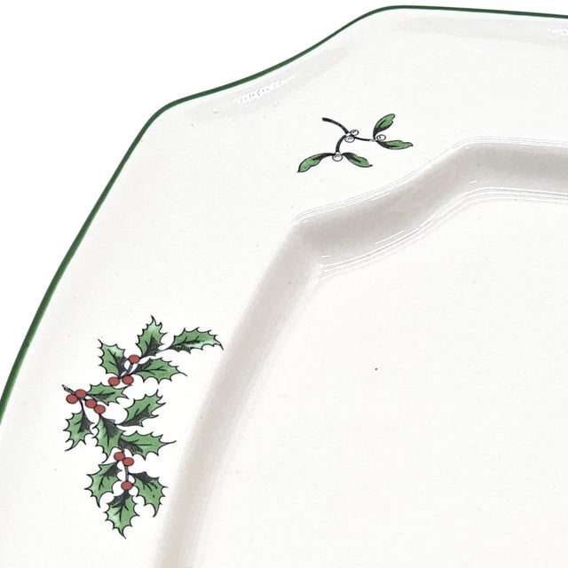 Ceramic Spode “Christmas Tree” Holiday Rectangular Platters – Set of 2, S3324 For Sale - Image 7 of 13