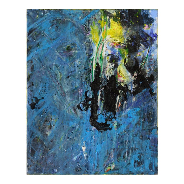 1998 Abstract Blue, Yellow, and Black Composition by Unknown For Sale