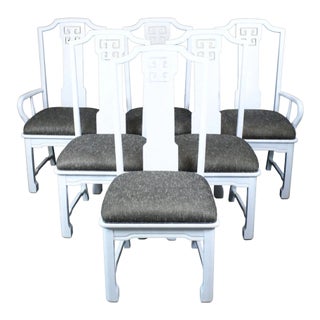 Set of 6 Ming Style White Dining Chairs For Sale