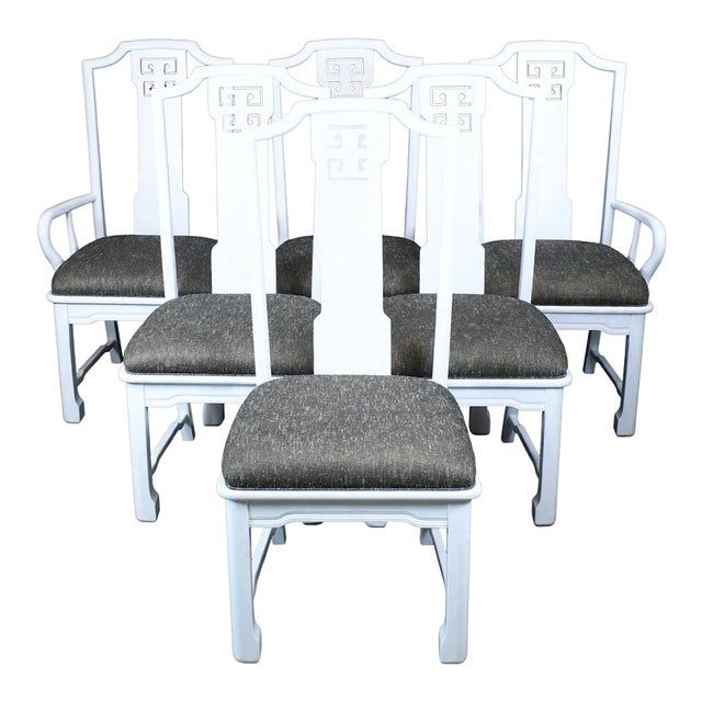 Set of 6 Ming Style White Dining Chairs For Sale