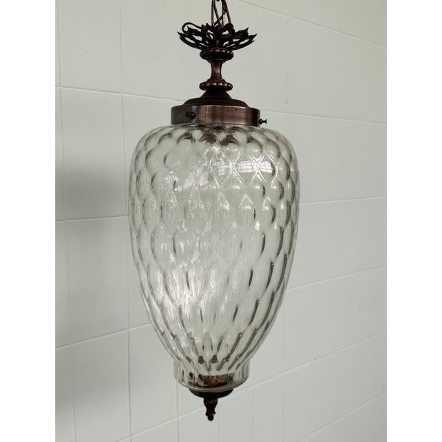 1960s Vintage Glass and Brass Lantern Chandelier, 1960s For Sale - Image 5 of 14