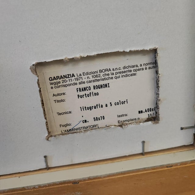 Franco Rognoni, Untitled, Lithograph, Framed For Sale - Image 9 of 10