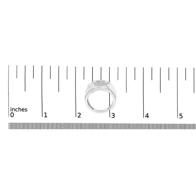 Men's .925 Sterling Silver 1/2 Cttw Multi-Diamond Hexagon Frame Ring (I-J Color, I3 Clarity) - Ring - Size 11 For Sale In New York - Image 6 of 6