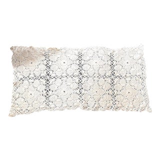 23 X 10 Vintage Crochet Table Runner Farmhouse Cottage French Country White For Sale