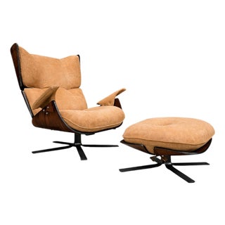 “Paulistana” Lounge Chair and Ottoman by Jorge Zalszupin for L’Atelier, Jacaranda & Suede, Brazil, 1959 - Lot 445-582 For Sale
