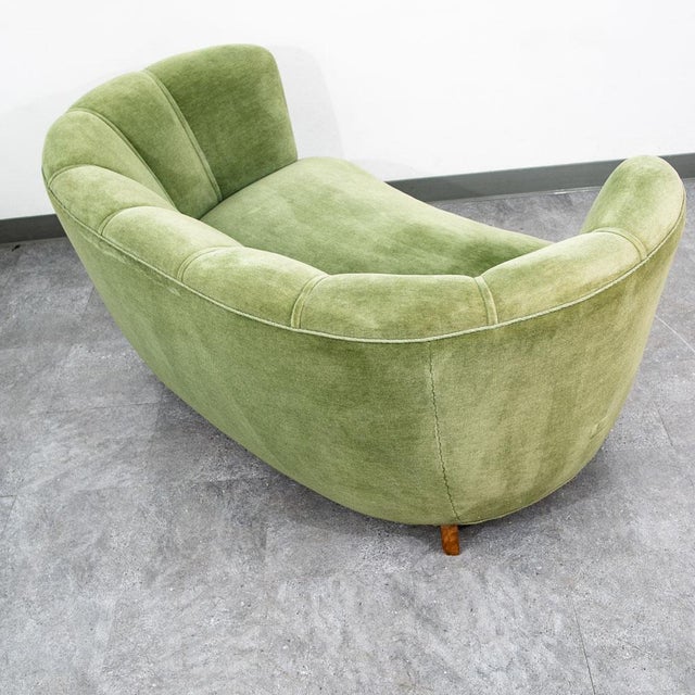 Textile Mid Century Danish Modern Couch Sofa Mohair Light Green Loveseat Settee 2 Seat For Sale - Image 7 of 12