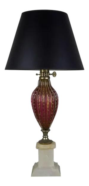 Italian Red and Gold Murano Table Lamp