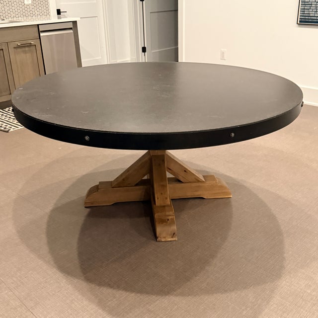 Black Rh Salvaged Wood and Concrete Round Dining Table For Sale - Image 8 of 9