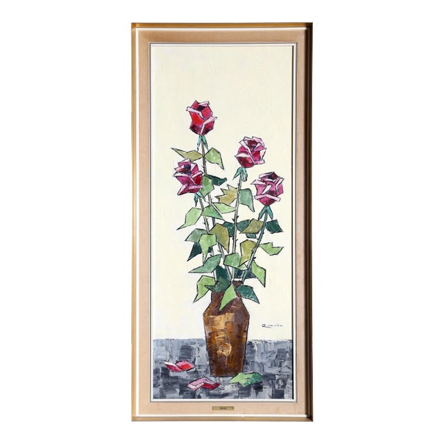 Red Roses in Vase, Painting For Sale