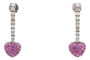 1.71 cts Natural pink sapphire and 0.96 cts diamond earring in 18k gold