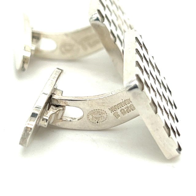 Traditional 1990s Pair of Georg Jensen Checkerboard Cufflinks Silver Estate For Sale - Image 3 of 10
