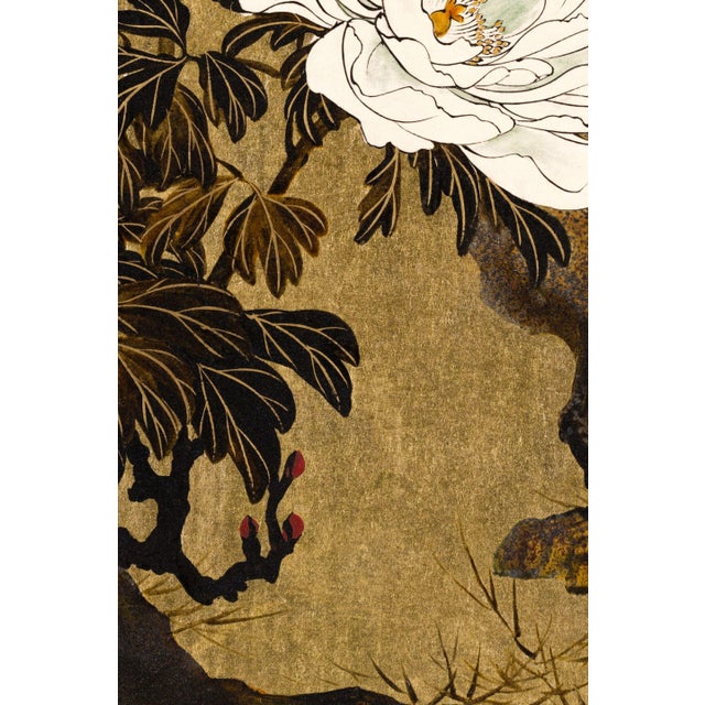 Paper 1882 Peonies Japanese Floral Fine Art Print by Shibata Zeshin - 24" X 36" For Sale - Image 7 of 9