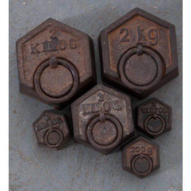 Brass 19th Century English Brass Table Scale and Weights For Sale - Image 8 of 11