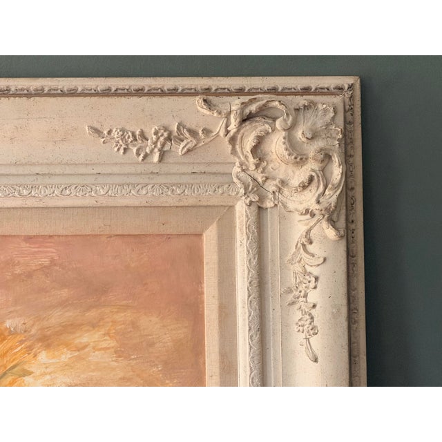 Paint Vintage Floral Still Life Oil Painting by Rosalie Swerett in Ornate White Frame For Sale - Image 7 of 17
