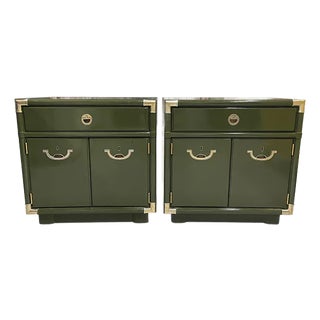 1960s Finished 1 Drawer 2 Door Vintage Nightstand Set of 2 For Sale