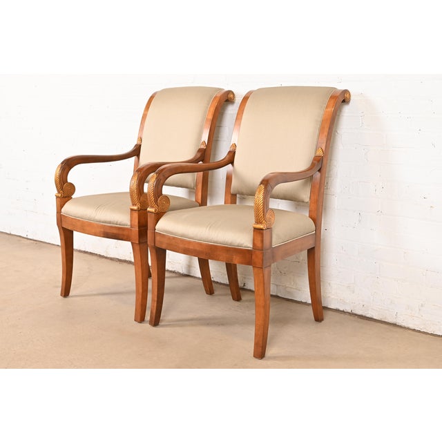 Henredon French Empire Carved Walnut and Giltwood Armchairs, Pair For Sale - Image 11 of 11