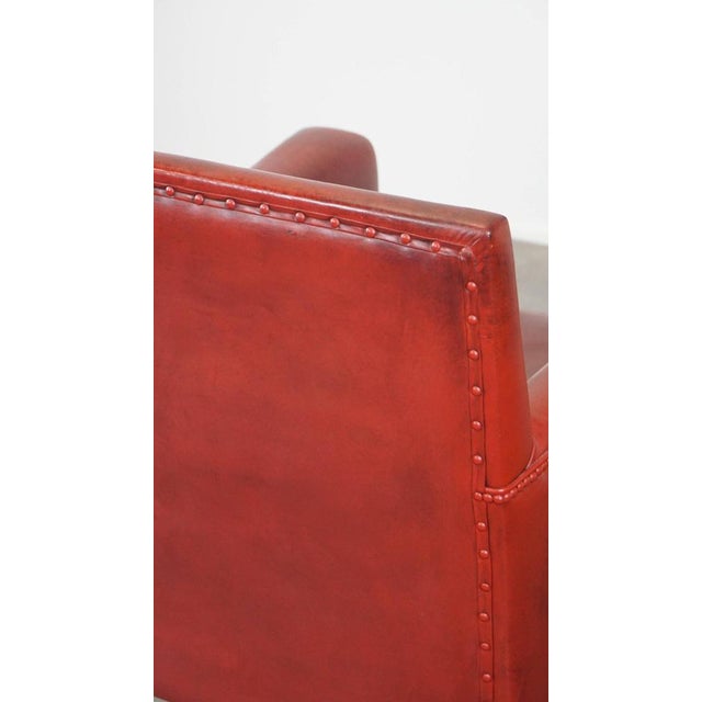 Armchair in Red Painted Sheep Leather For Sale - Image 11 of 12