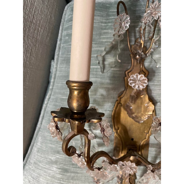 Pair of French Bronze and Crystal Antiques Sconces For Sale In New York - Image 6 of 12