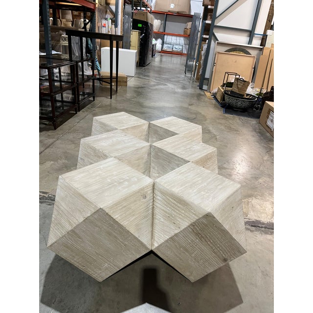 Wood CFC Rustic Wood Geometric Coffee Table For Sale - Image 7 of 7