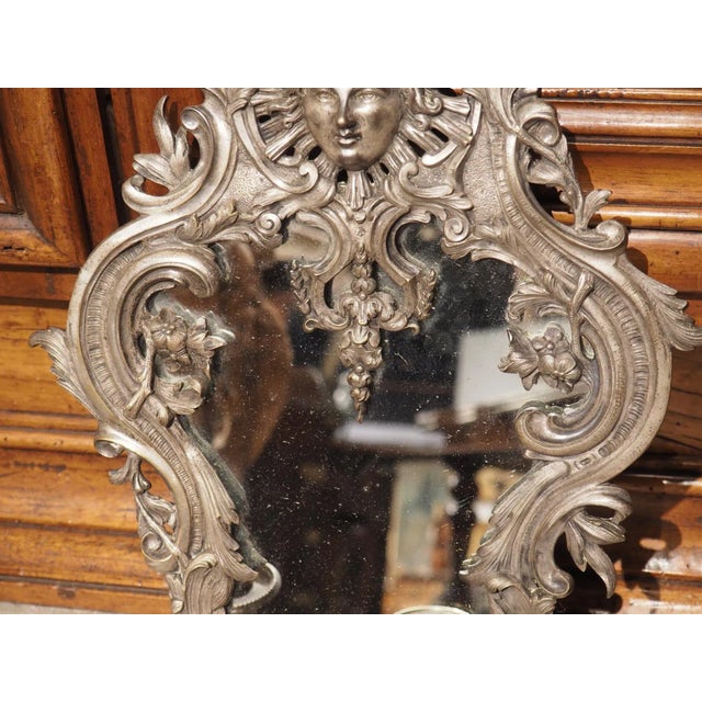 Pair of Circa 1850 Régence Style Silvered Bronze Mirrored Sconces From France For Sale - Image 12 of 13