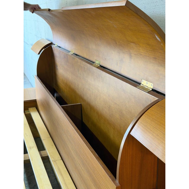 Teak King Platform Bed With Built-in Nightstands and Lights Danish Mid-Century Modern 1970s For Sale - Image 9 of 13