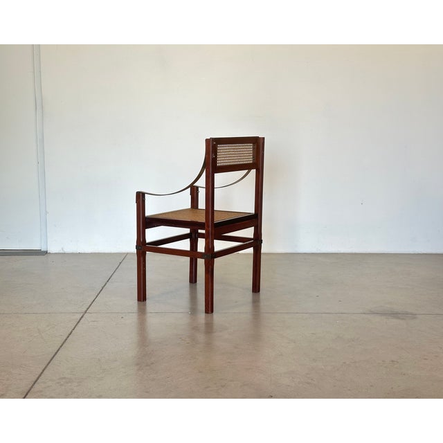 Vienna Straw, Brass and Wood Chairs, 1970s, Set of 4 For Sale - Image 6 of 16