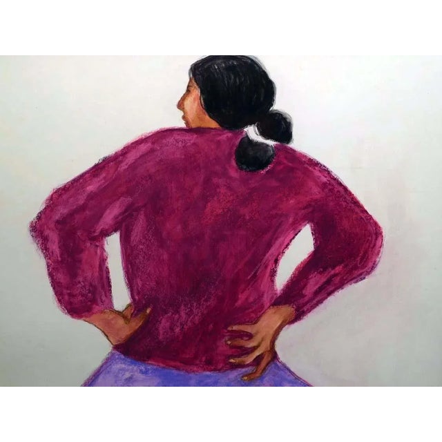 2000 - 2009 Rc Gorman Untitled Purple Skirt Original Pastel Drawing, Hand Signed For Sale - Image 5 of 6