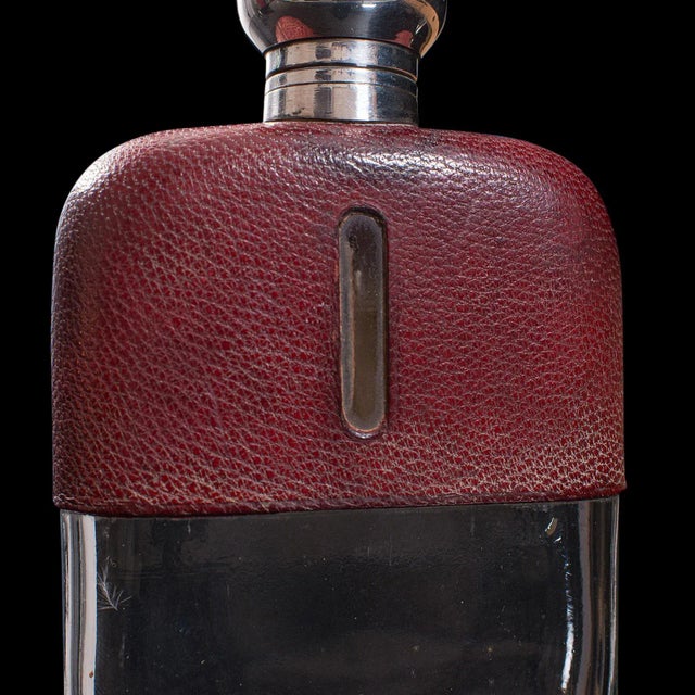 1920s Antique Silverplate & Leather Hip Flask For Sale - Image 10 of 13