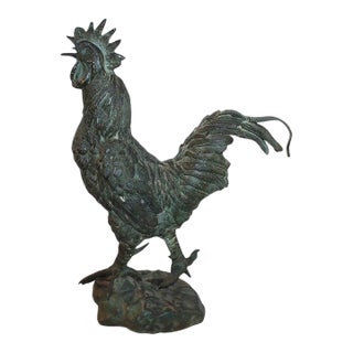 Early 20thc Bronze Rooster Sculpture For Sale
