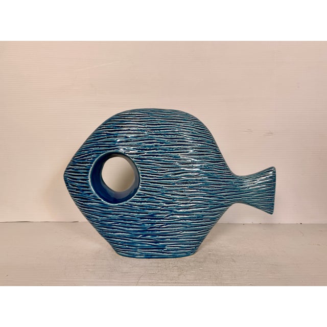 Late 20th Century Blue Ceramic Fish For Sale - Image 5 of 9