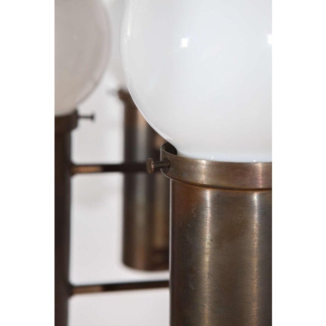 Metal Mid-Century Five-Light Brass Finish Chandelier For Sale - Image 7 of 10