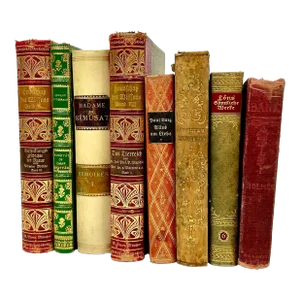 Antique German Leather Decorative Books- a Set of 8