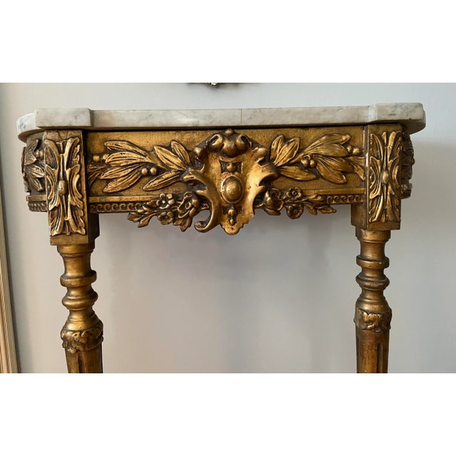 French Antique French Louis XVI Giltwood Console Table For Sale - Image 3 of 13
